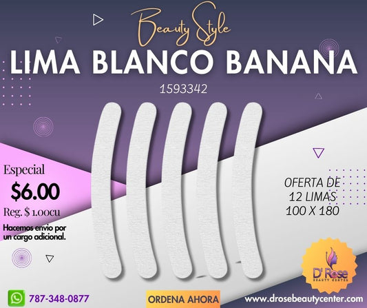 Beauty Style Lima de Uñas Blanco Banana 100 x 180 Oferta de 12 Limas 1593342x12