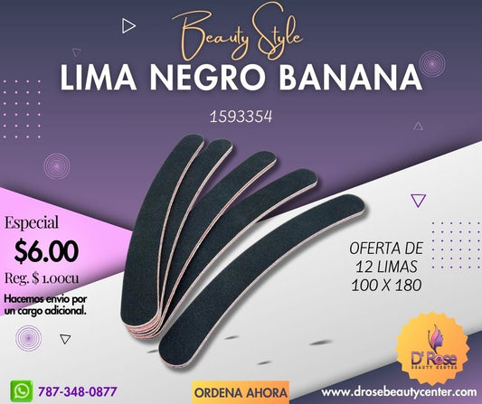 Beauty Style Lima de Uñas Negra Banana 100 x 180 Oferta de 12 Limas 1593354x12