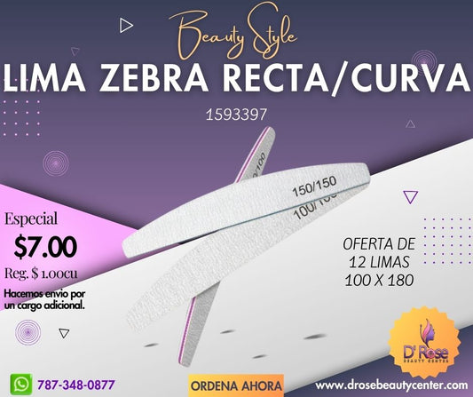 Beauty Style Lima de Uñas Zebra Recta Curva 150 x 150 Oferta 12 Limas 1593397x12