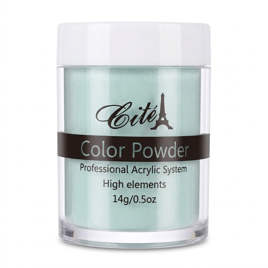 Cité Color Powder CAC0107 – Polvo Acrílico Verde Agua Pastel 14 g / 0.5 oz