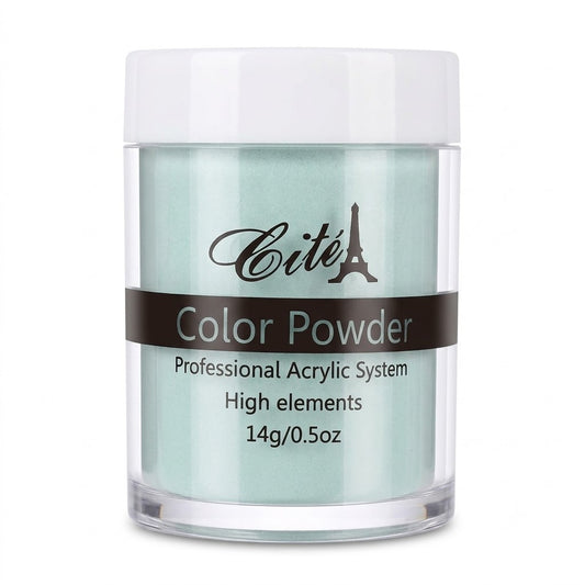 Cité Color Powder CAC0107 – Polvo Acrílico Verde Agua Pastel 14 g / 0.5 oz
