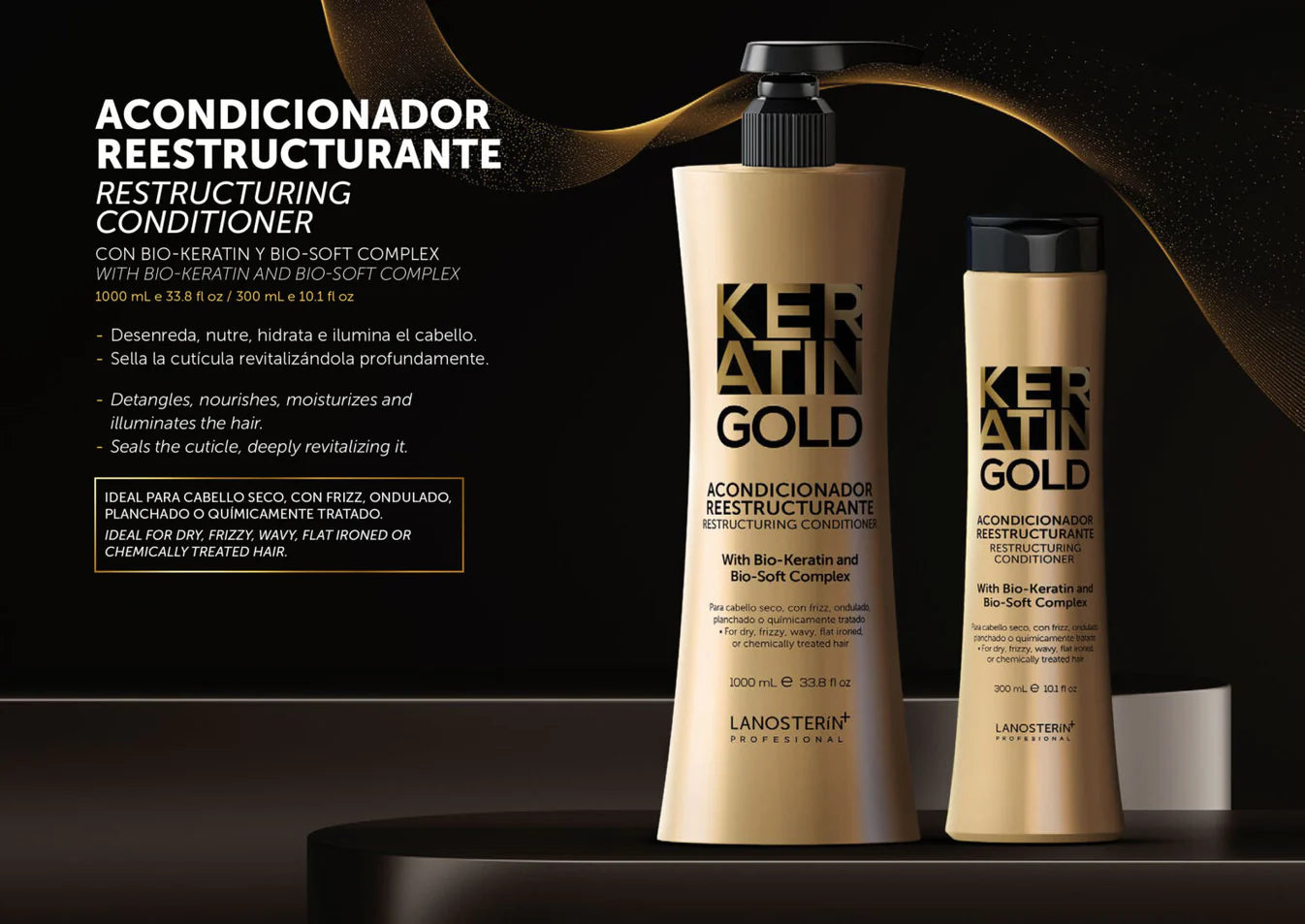 LANOSTERÍN Professional Keratin Gold Acondicionador Reestructurante 33.8 oz