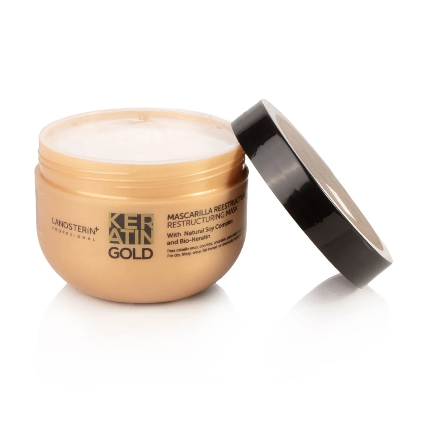 Lanosterin Profesional Keratin Gold Mascarilla Reestructurante 10.5 oz – Bio-Keratin y Natural Soy Complex
