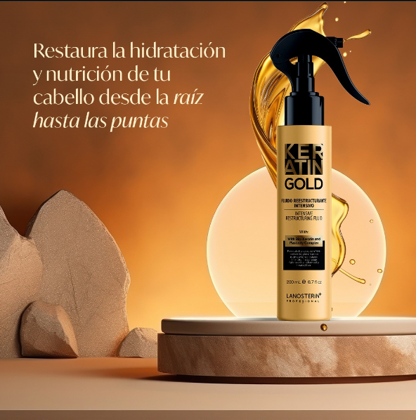 LANOSTERIN PROFESIONAL KERATIN GOLD FLUIDO REESTRUCTURANTE INTENSIVO 6.7OZ 23040200