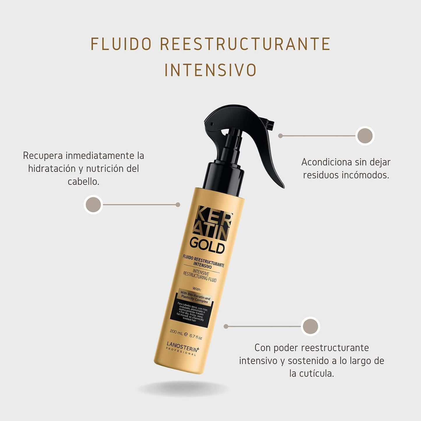 Lanosterin Professional Keratin Gold Fluido Reestructurante Intensivo 200 ml