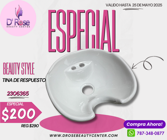 Beauty Style Tina de Porcelana de Repuesto para-Lava cabeza Color Blanco 2306365