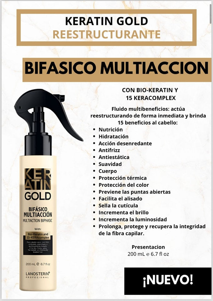 LANOSTERIN PROFESIONAL KERATIN GOLD BIFASICO MULITACCION 6.7OZ 23130200