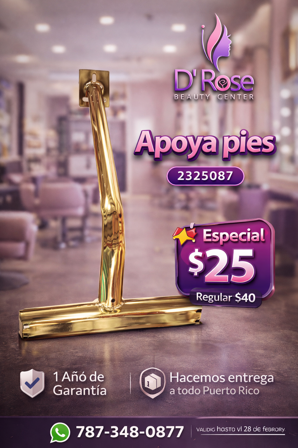 ✨ Apoya Pies Dorado Profesional Beauty Style | Modelo 2325087 ✨