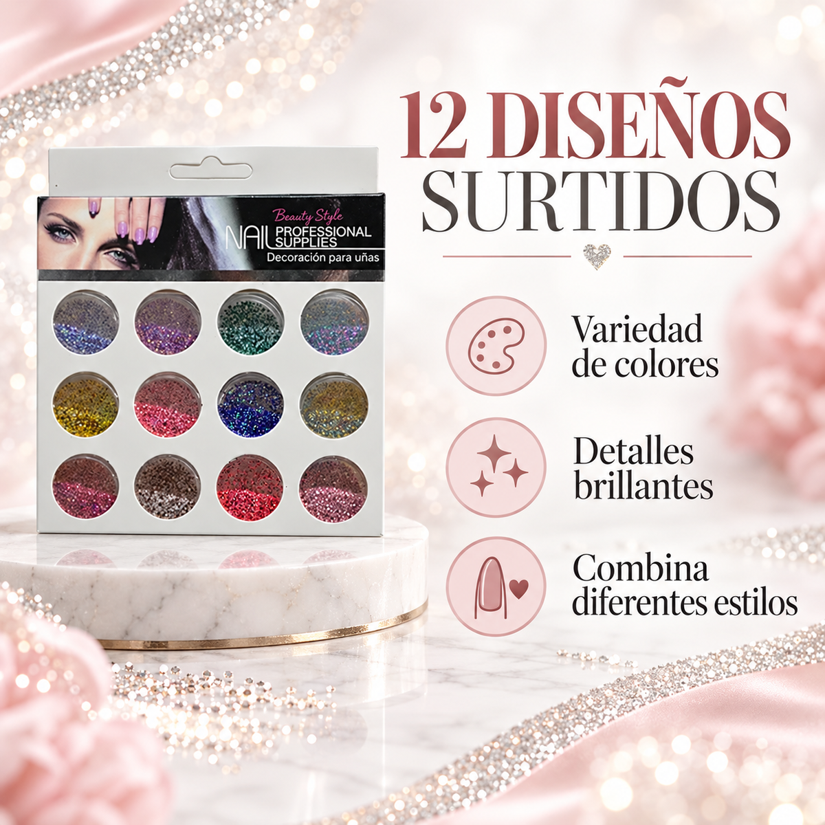 Beauty Style Decoración para Uñas – 12 Diseños Surtidos 2464925