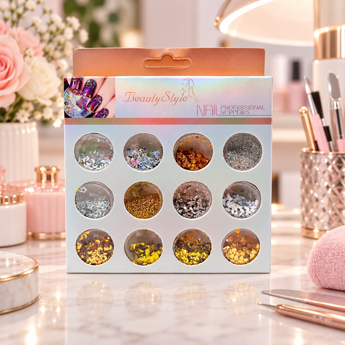 Beauty Style Kit de Decoración para Uñas 12 Frascos Surtidos – 2465022