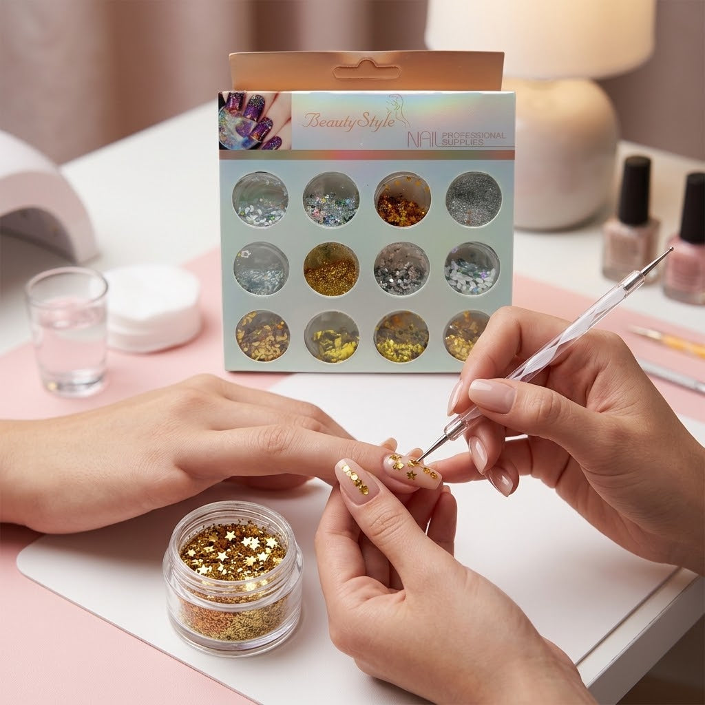 Beauty Style Kit de Decoración para Uñas 12 Frascos Surtidos – 2465022