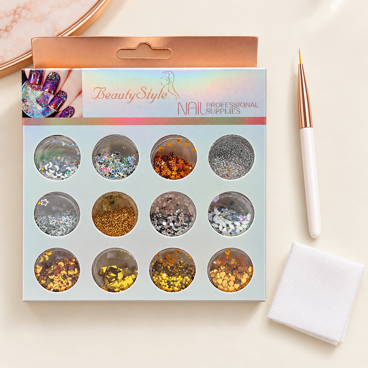 Beauty Style Kit de Decoración para Uñas 12 Frascos Surtidos – 2465022