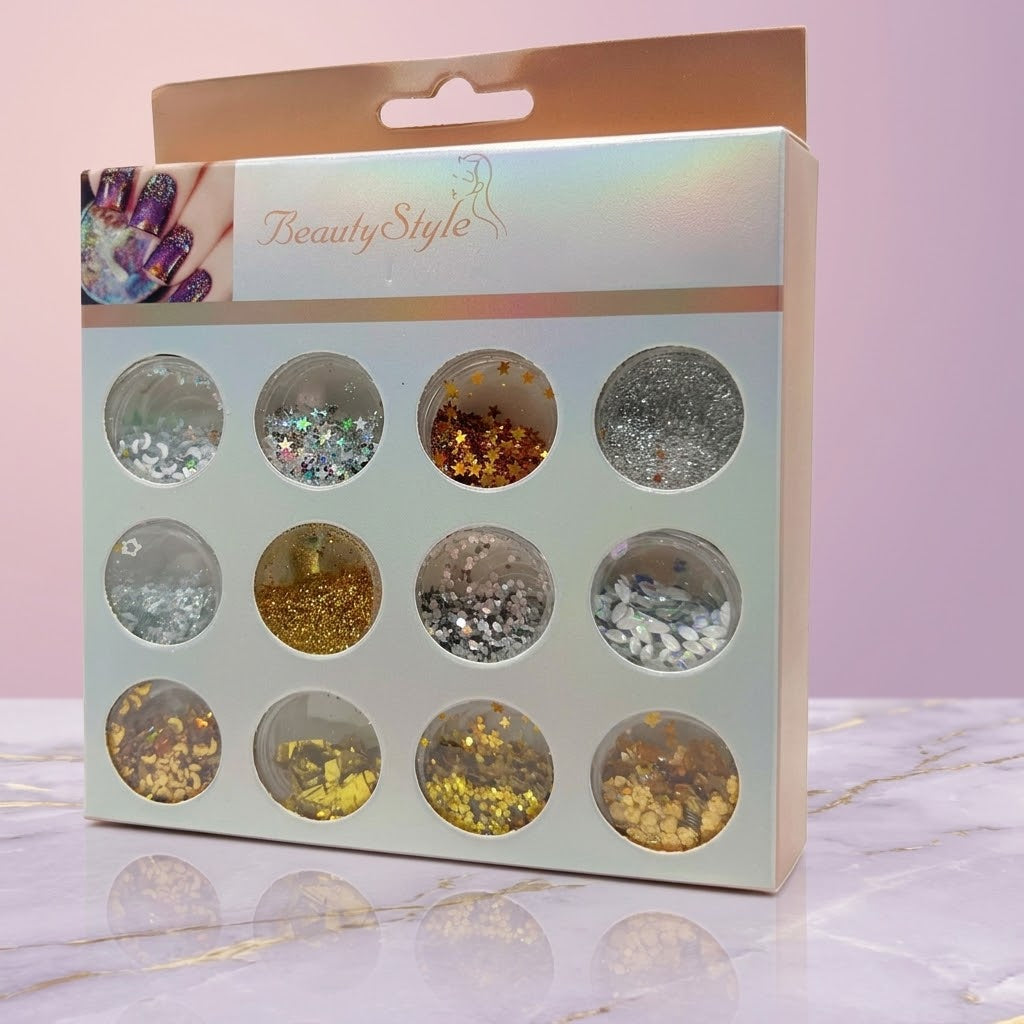 Beauty Style Kit de Decoración para Uñas 12 Frascos Surtidos – 2465022