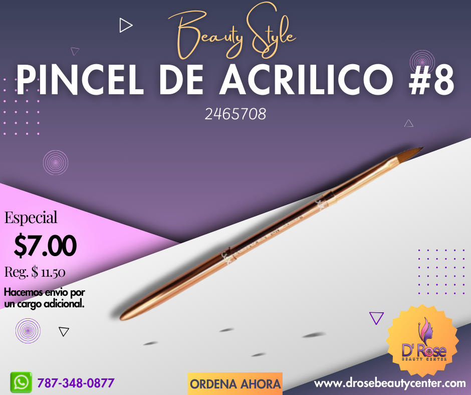 Beauty Style Pincel de Acrílico #8 Beauty Nail By Kolinsky 2465708