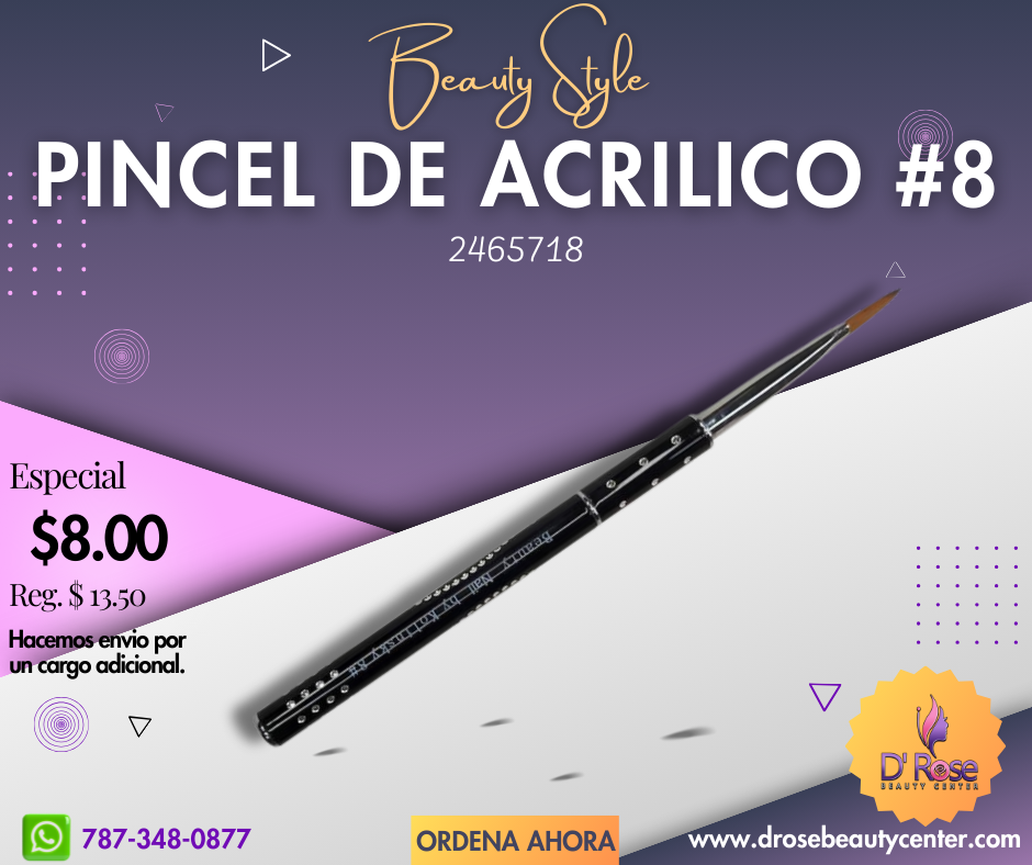 Beauty Style Pincel de Aplicación de Acrílico Beauty Nail by Kolinsky #8 2465718