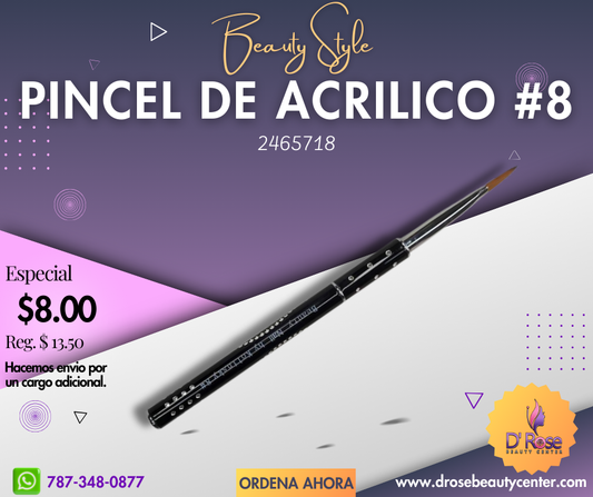 Beauty Style Pincel de Aplicación de Acrílico Beauty Nail by Kolinsky #8 2465718