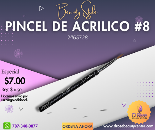 Beauty Style Pincel de Aplicación de Acrílico Kolinsky #8 2465728