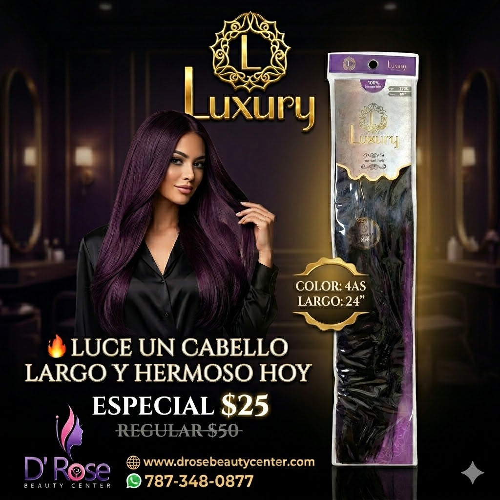 Luxury 100% Human Hair Style Extensión de Cabello Color 4AS 24"