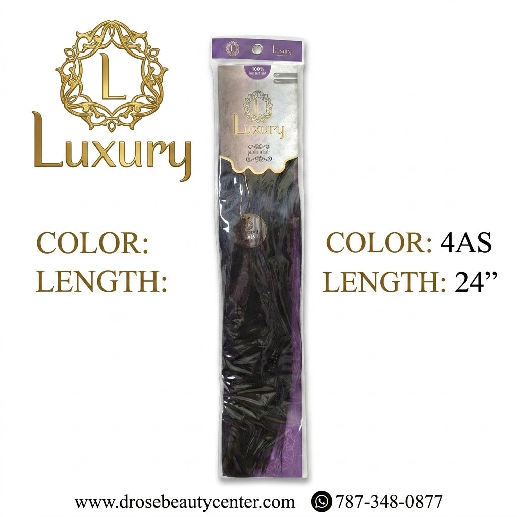 Luxury 100% Human Hair Style Extensión de Cabello Color 4AS 24"