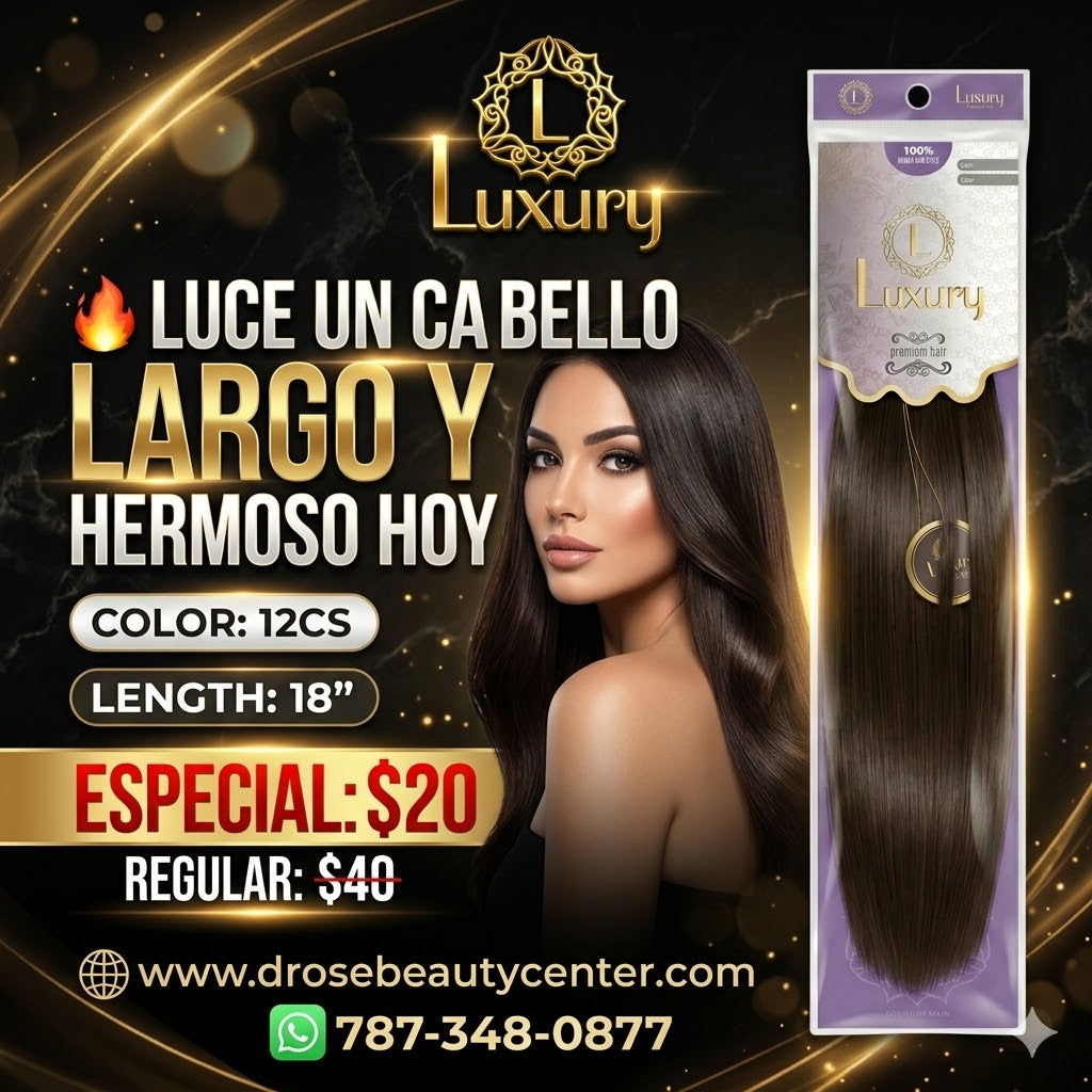 Luxury Human Hair Style Extensión de Cabello Color 12CS 18"