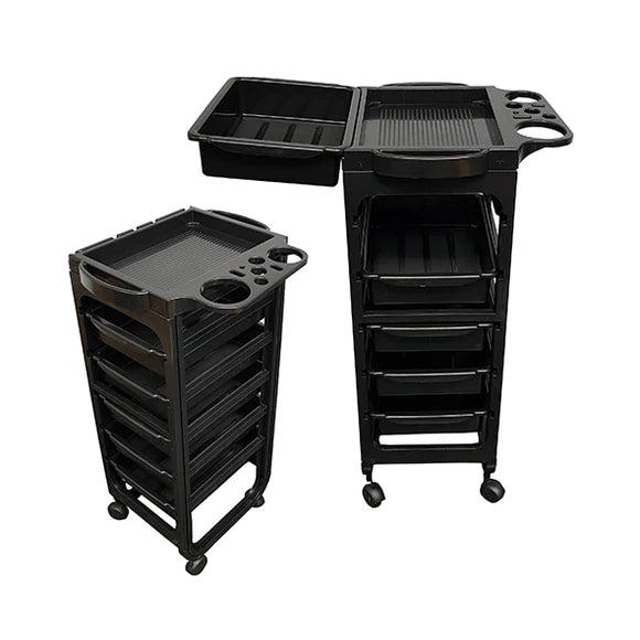 🖤 Beauty Style – Carrito Auxiliar Lucas para Estilista o Barbero (2500401) | 6 Bandejas + Ruedas Giratorias