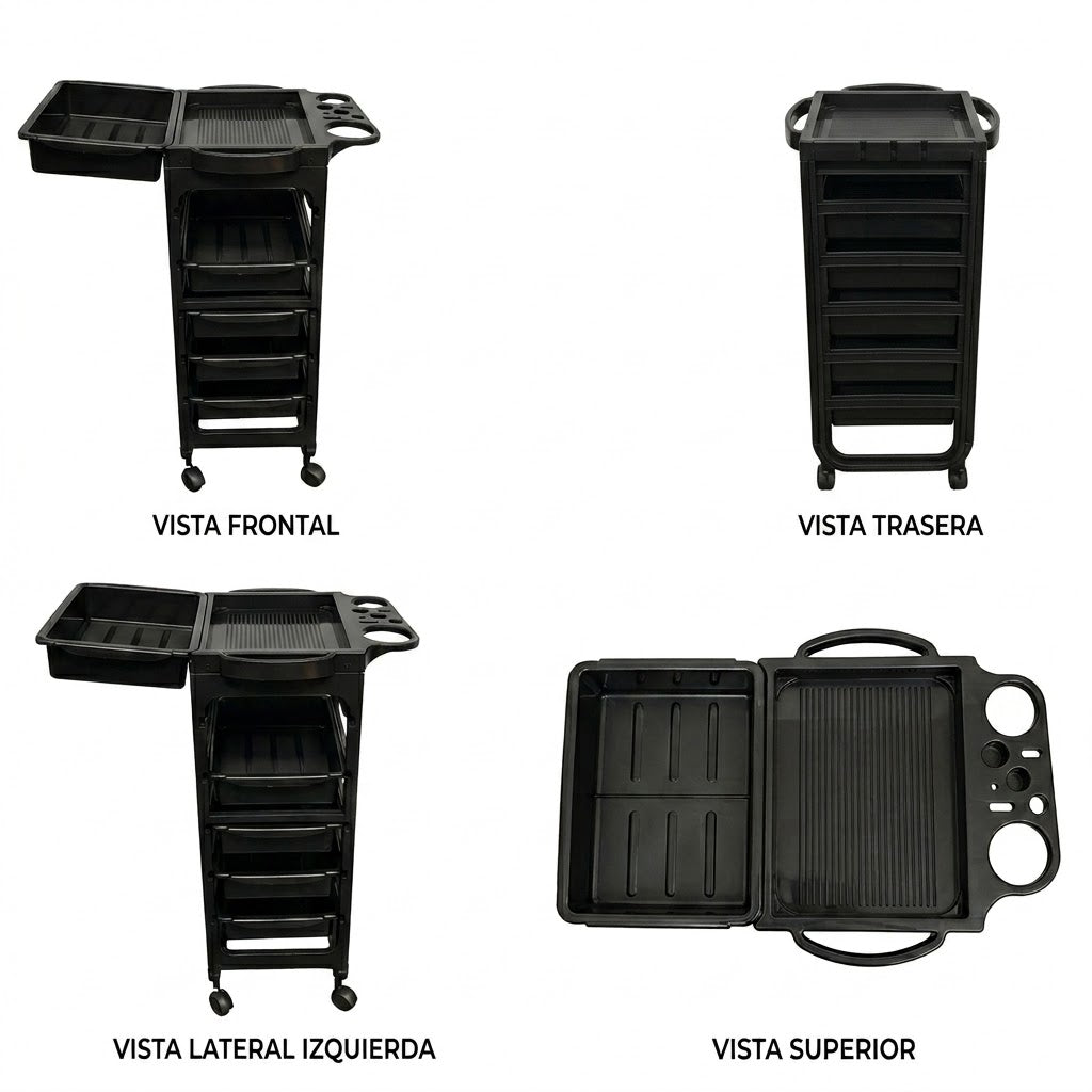 Carrito Auxiliar Lucas Beauty Style 2500401 – Carrito Profesional para Salón, Barbería y Estética