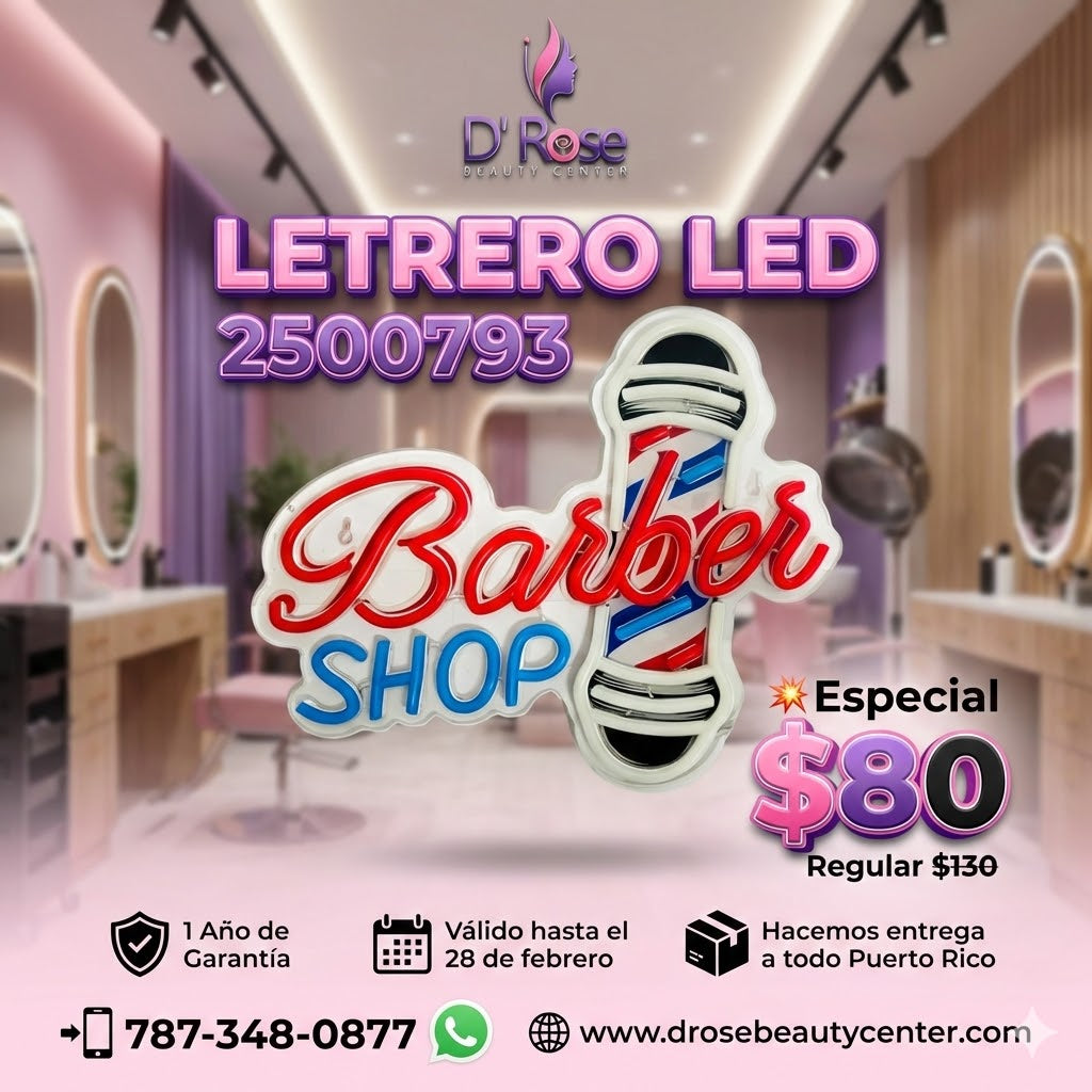 Letrero LED Barber Shop Estilo Neón – Modelo 2500793