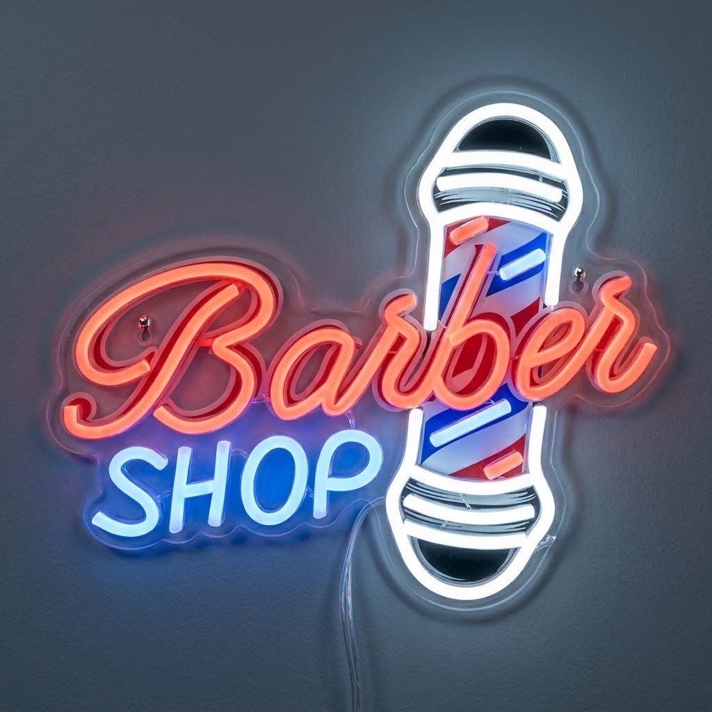 Letrero LED Barber Shop Beauty Style 2500793 con Conexión USB