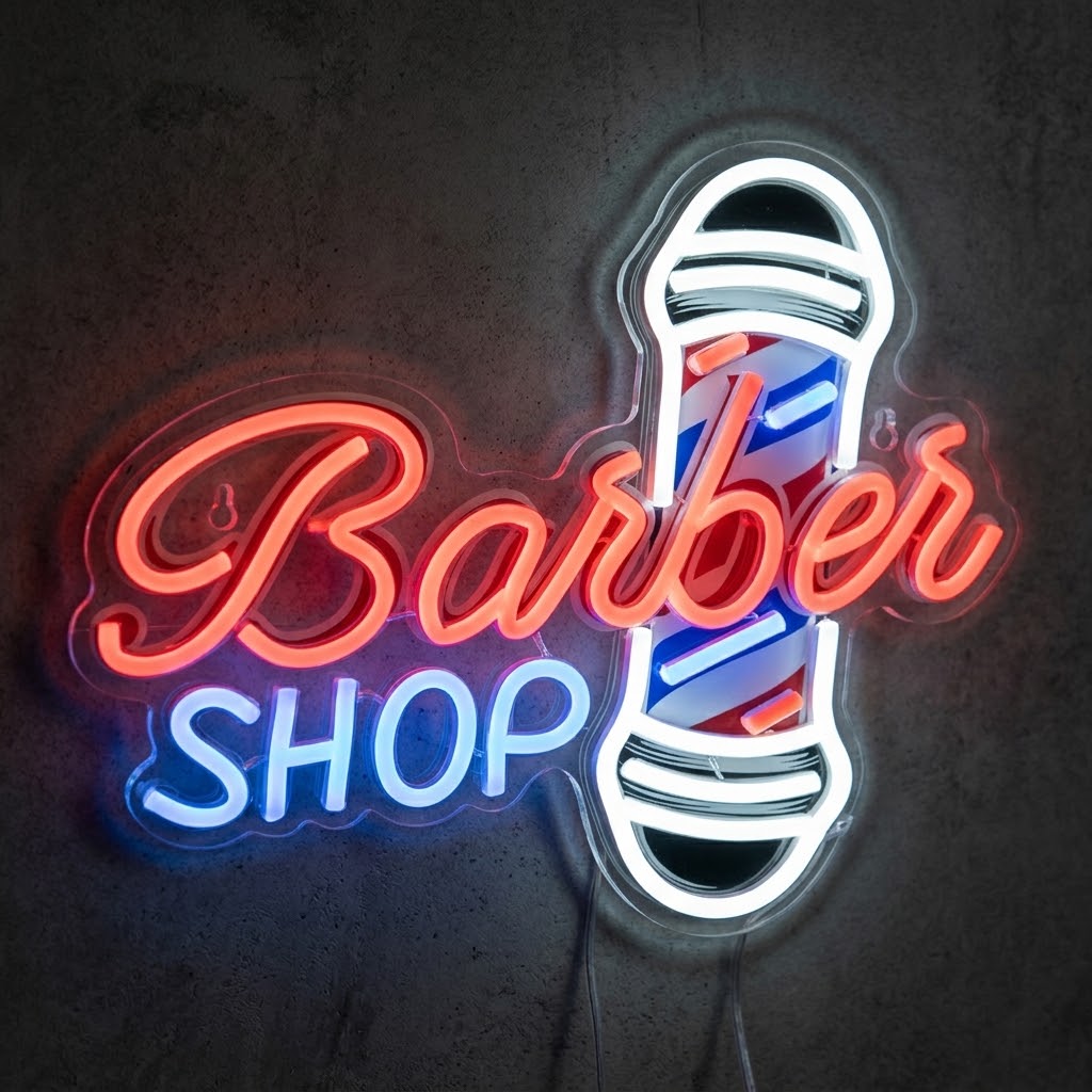 Letrero LED Barber Shop Beauty Style 2500793 con Conexión USB