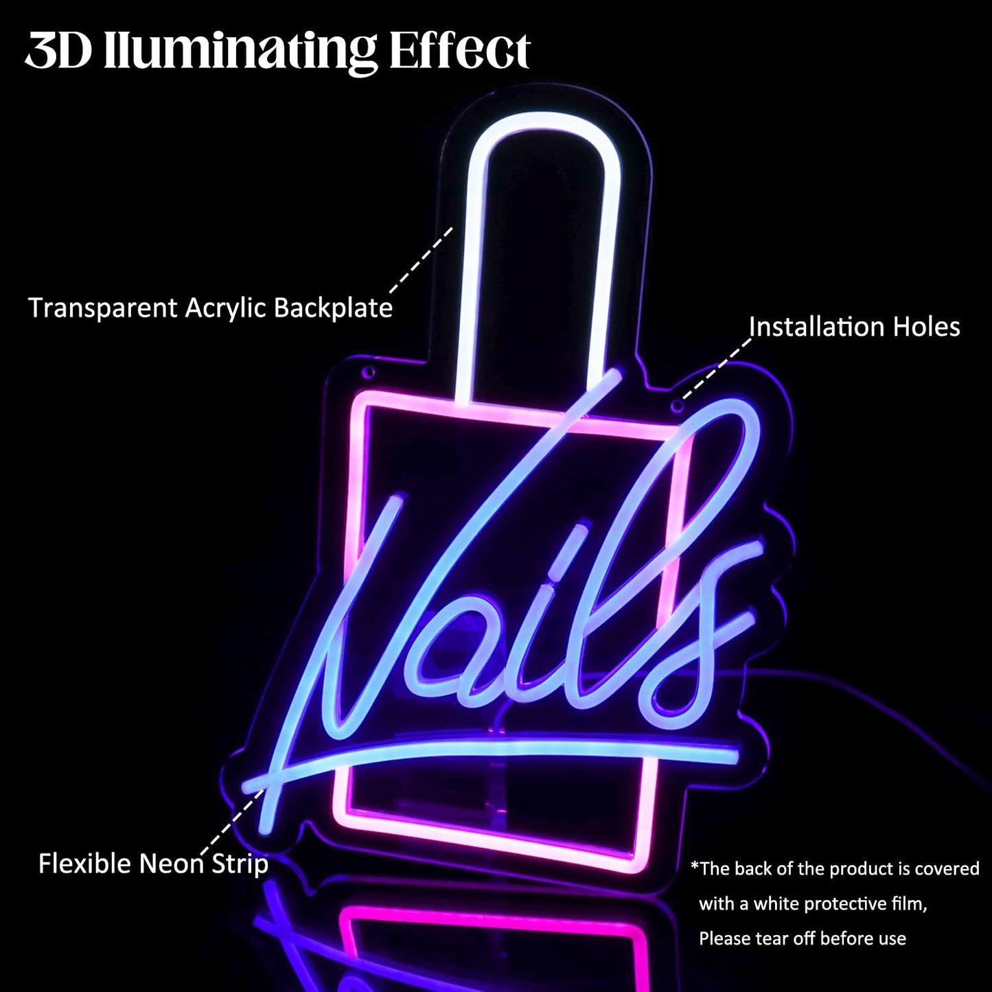 💡 LETRERO LED NAILS – MODELO 2500796