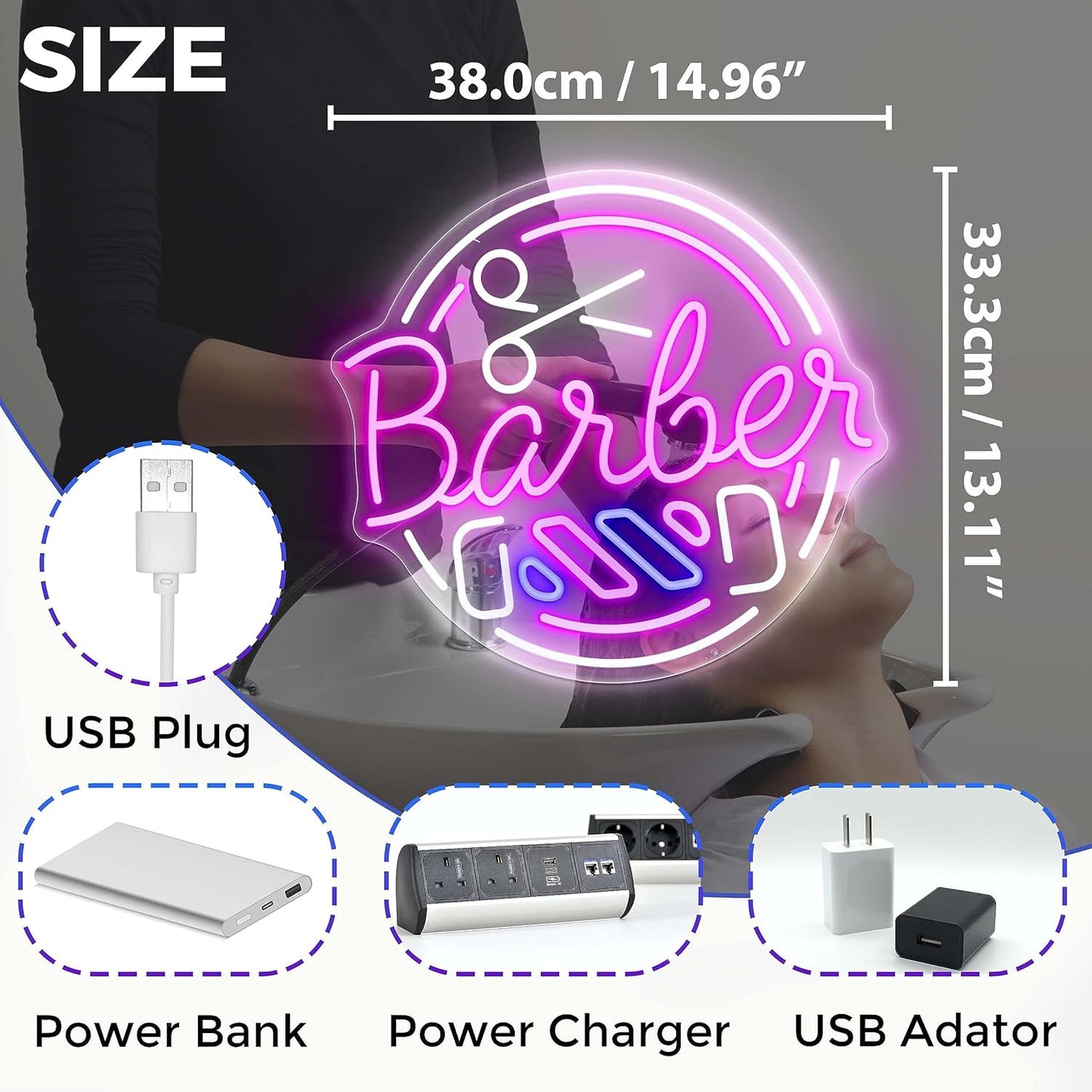 ✨ Letrero LED Barber – Beauty Style (2500849)