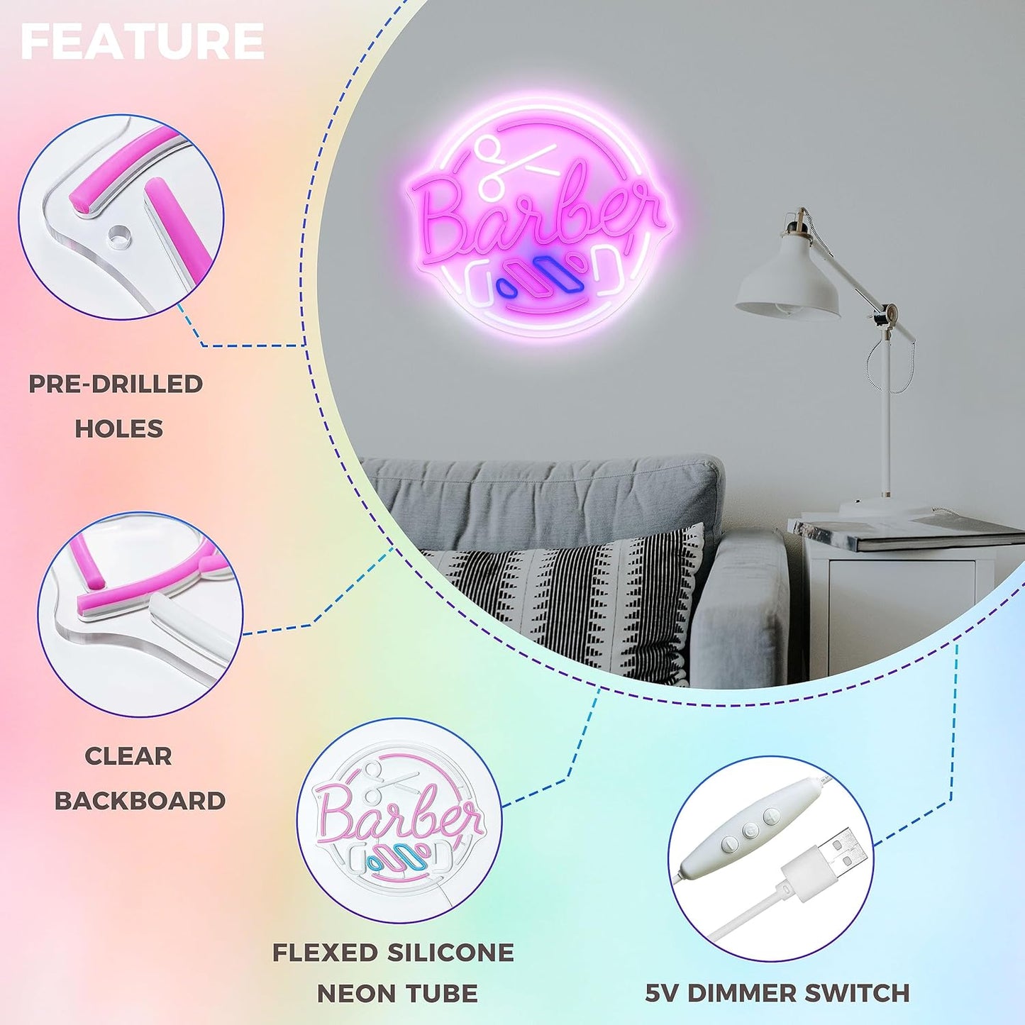 ✨ Letrero LED Barber – Beauty Style (2500849)