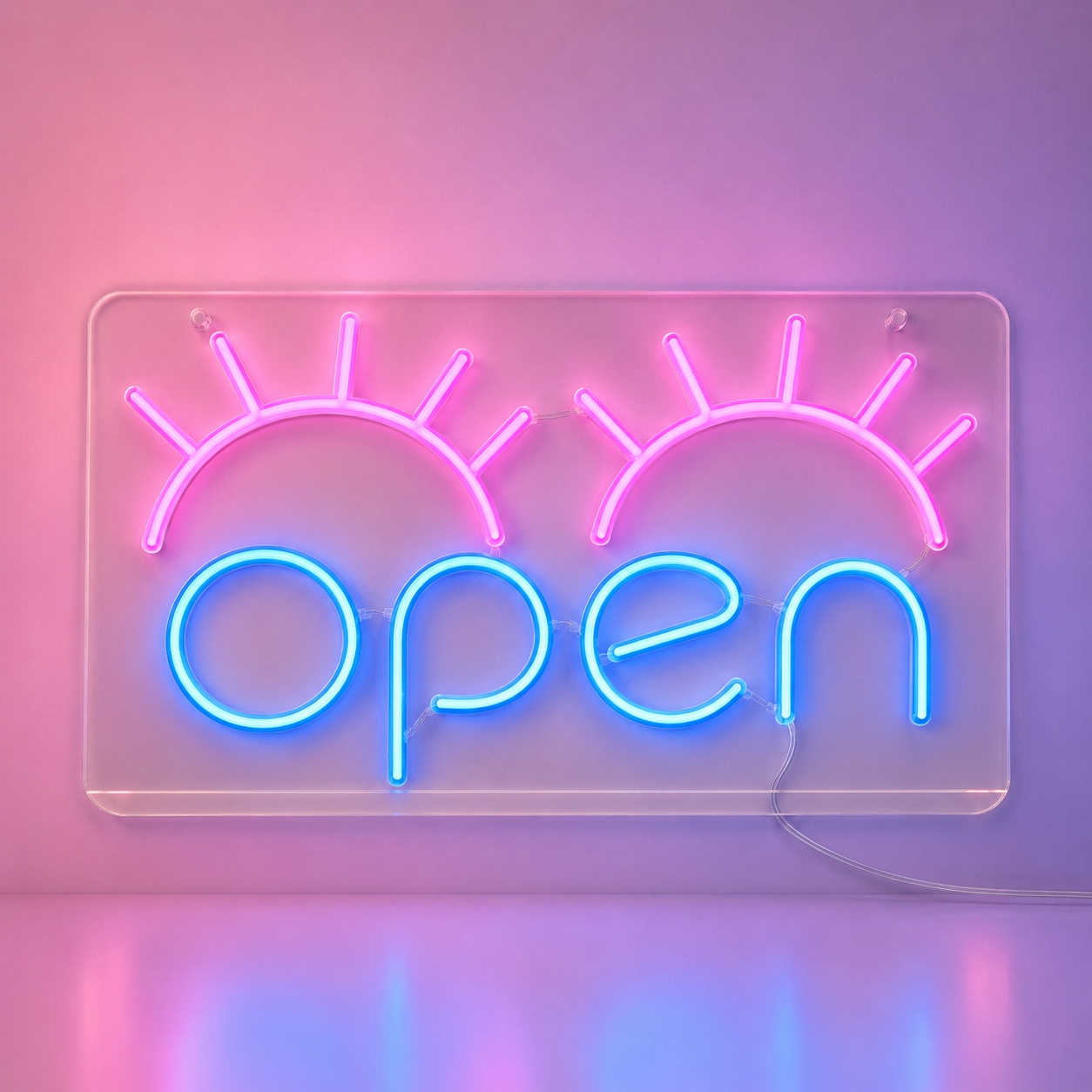 Rótulo LED Open con Diseño de Pestañas 2500859