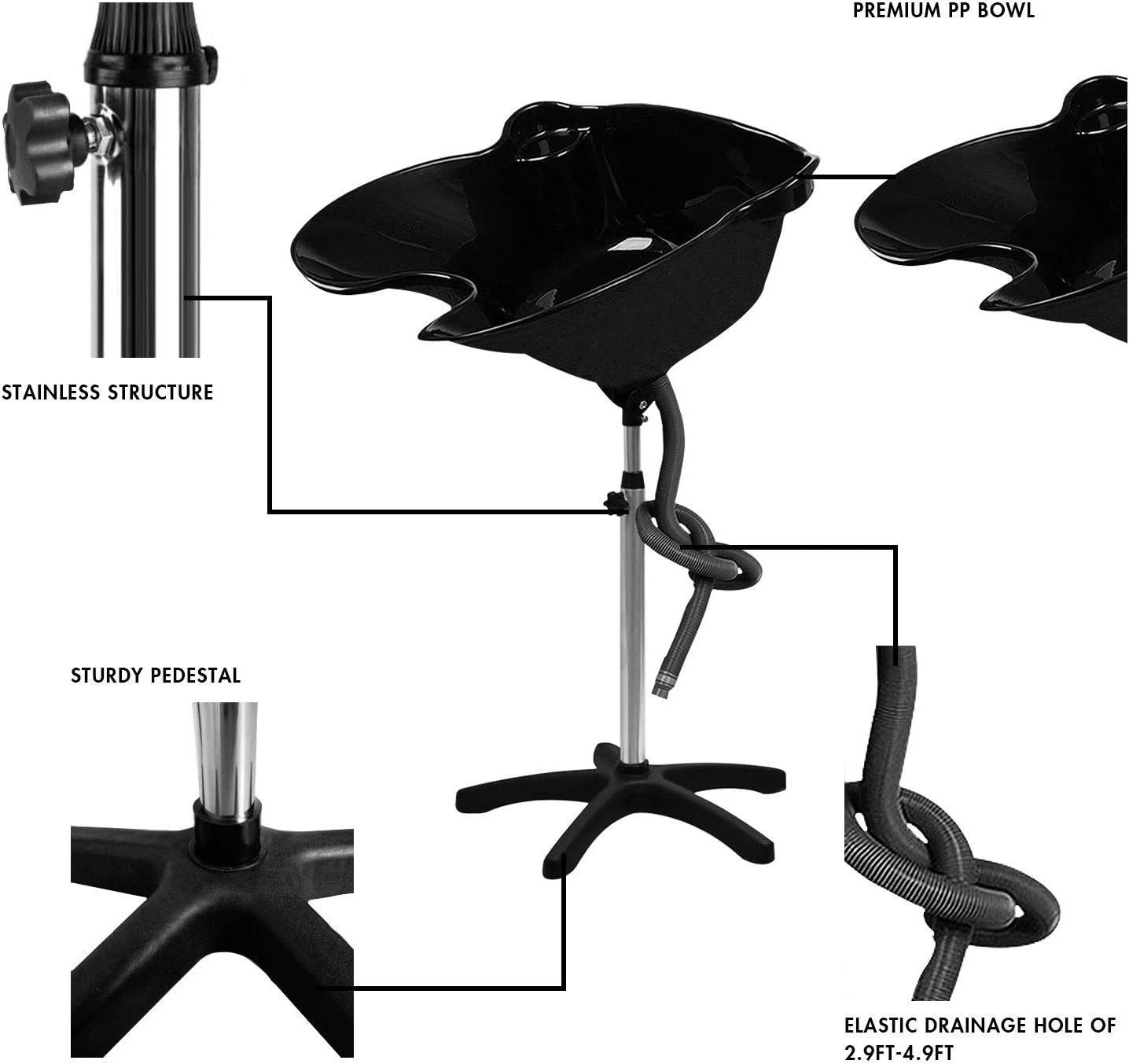 💈 BEAUTY STYLE LAVACABEZA PORTÁTIL GRANDE PARA ESTILISTA O BARBERO | REF. 2500907