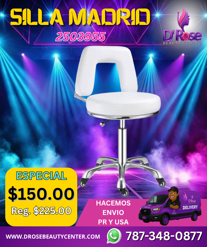 🪑 Silla Madrid para Manicurista u Oficinista – Blanco (2503955)