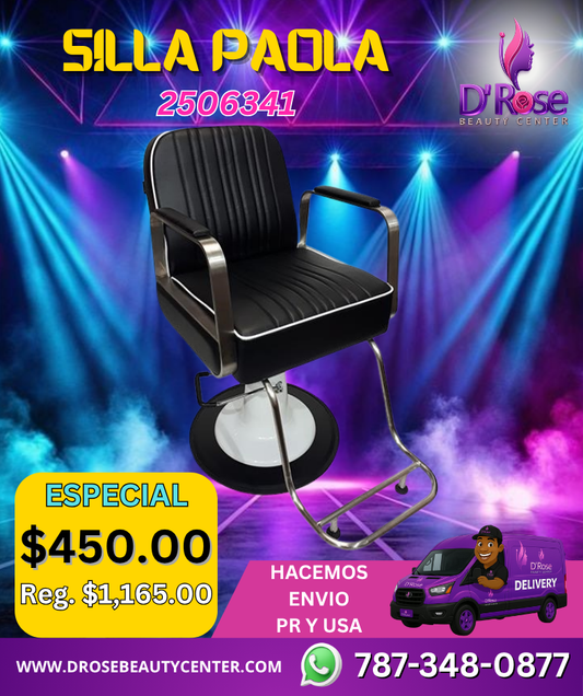 🪑 Silla Paola Negra para Barbería y Estilo – Modelo 2506341