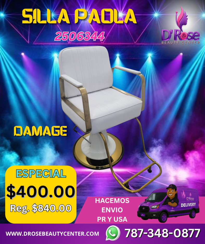 ⭐ Silla Paola Blanca para Barbería y Estilo – Modelo 2506344 (DAÑADA)