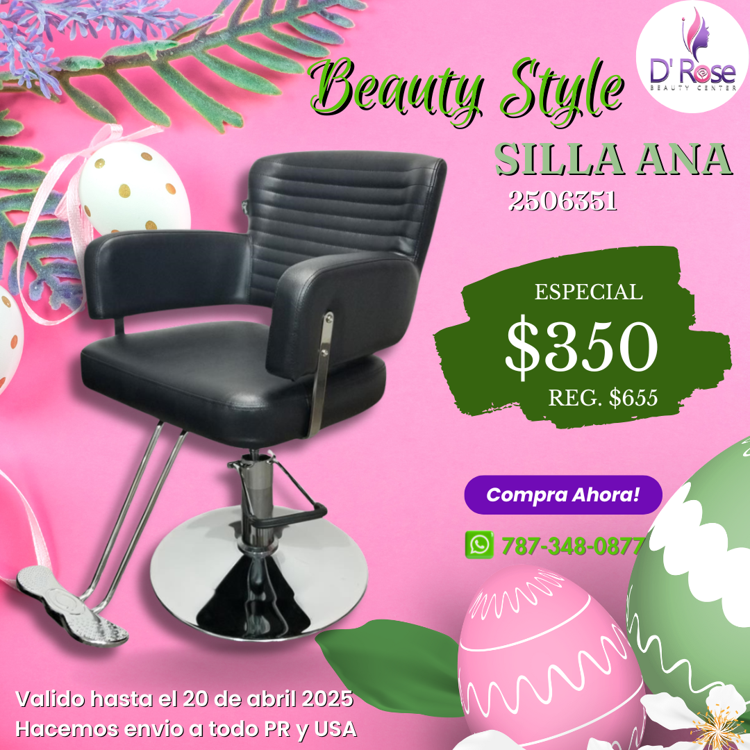 Beauty Style Silla de Estilo o Barberia Ana Color Negro 2506351