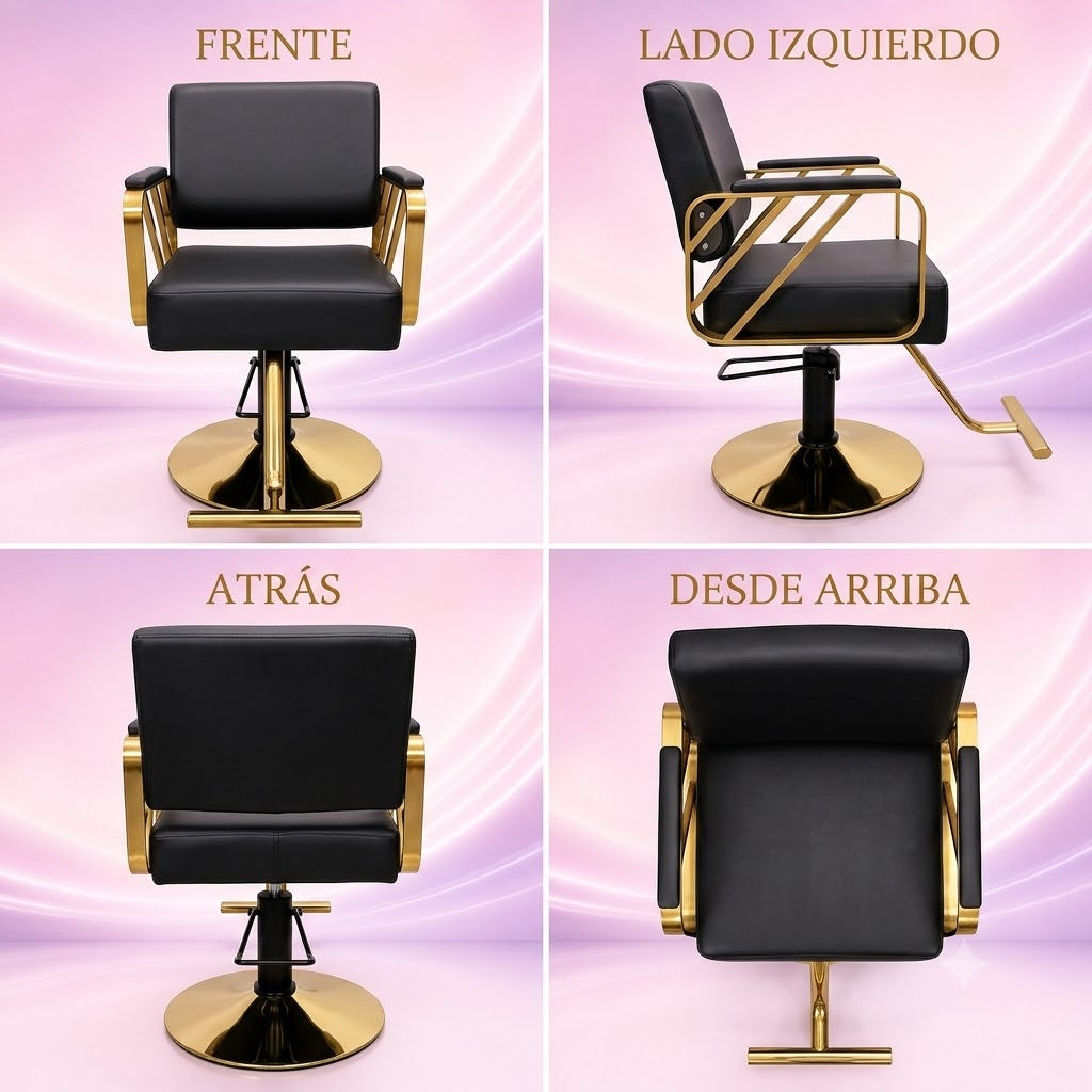 Beauty Style Silla Valentina Profesional Negra con Base Dorada 2506411