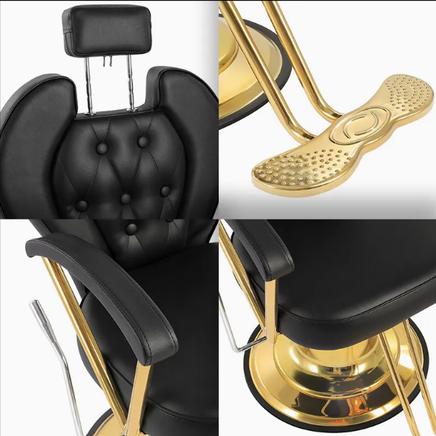 🪑 SILLA RECLINABLE KARINA NEGRO CON DORADO – 2506431