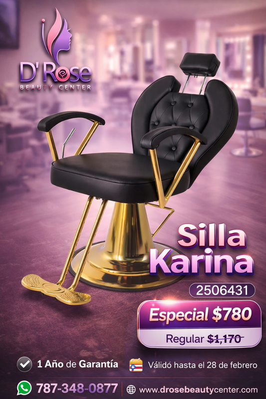 💺 Silla Reclinable Karina Negra con Dorado – Beauty Style | Profesional de Barbería y Salón