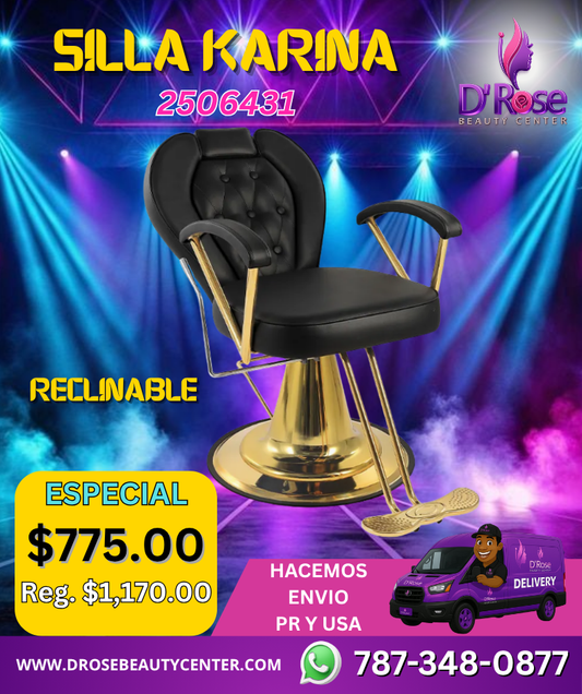 🪑 SILLA RECLINABLE KARINA NEGRO CON DORADO – 2506431