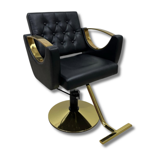 💺 Beauty Style Silla Beatrice Profesional Negra con Base Dorada – Modelo 2506451 | Estilo Premium No Reclinable