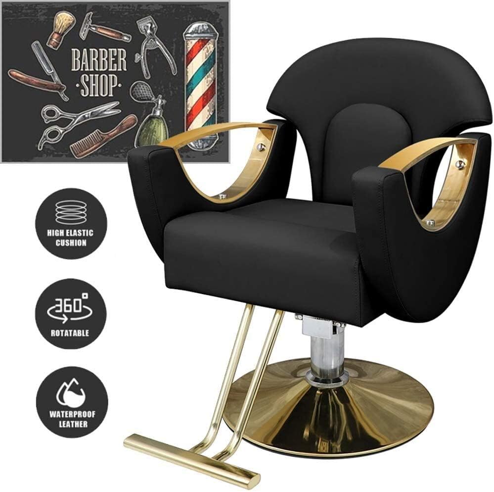 🖤 Silla Rosalía para Estilo o Barbería – Color Negro con Detalles Dorados (2506461)