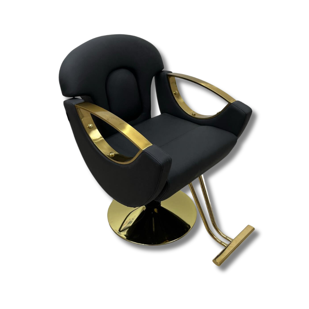 🖤 Silla Rosalía para Estilo o Barbería – Color Negro con Detalles Dorados (2506461)