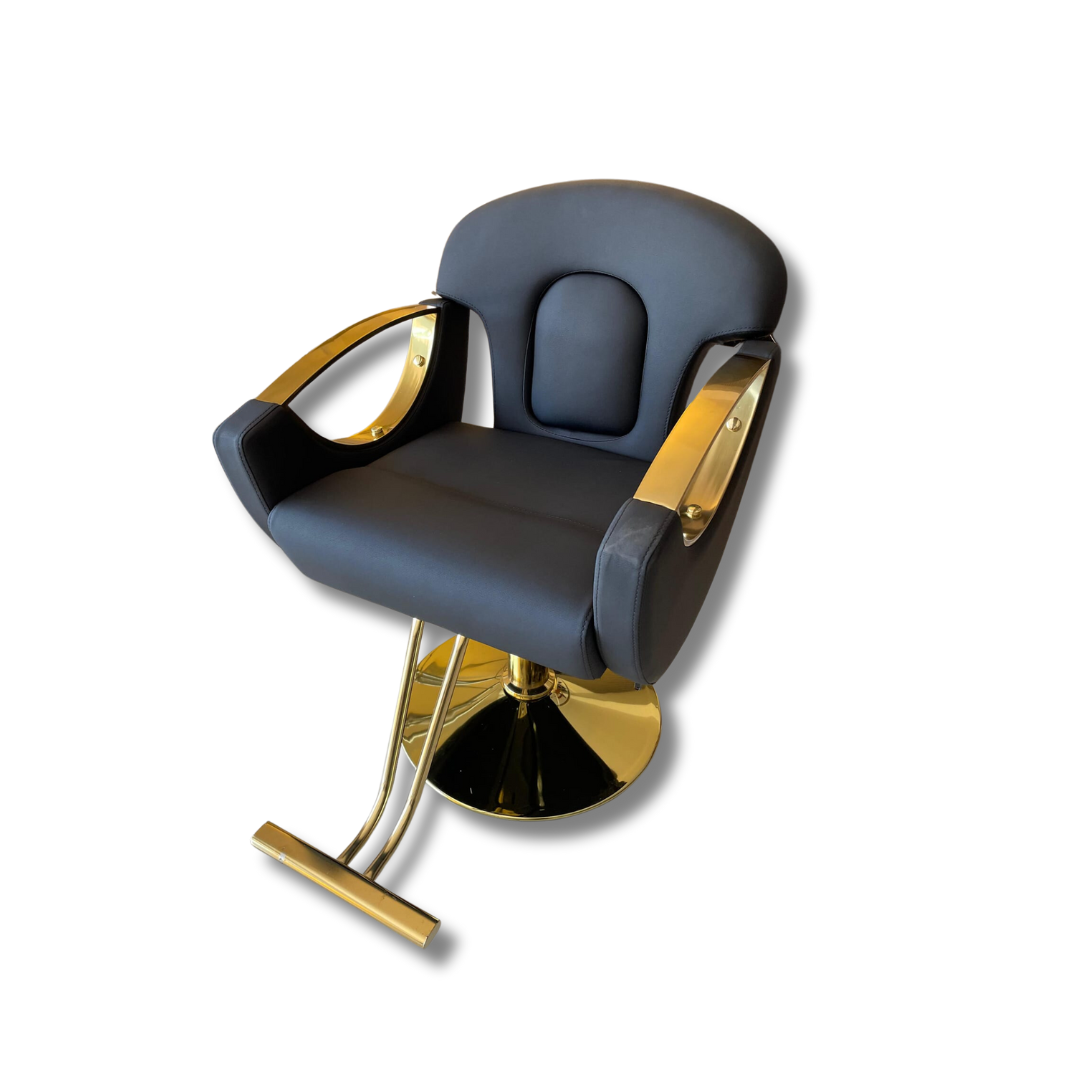 🖤 Silla Rosalía para Estilo o Barbería – Color Negro con Detalles Dorados (2506461)