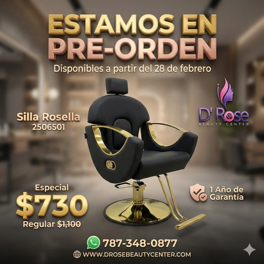 Beauty Style – Silla Rosella para Estilo o Barbería Negra con Detalles Dorados | Modelo 2506501