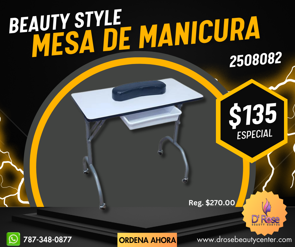 Beauty Style Mesa de Manicura o Uñas Anyi Color Blanco con Negro 2508082