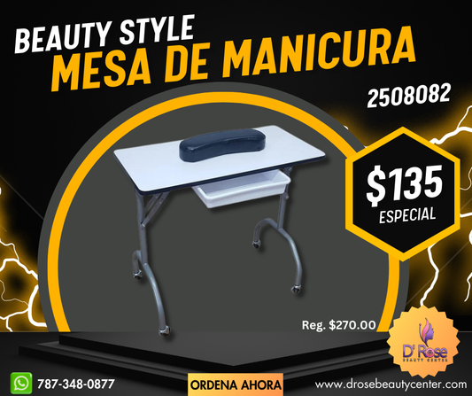 Beauty Style Mesa de Manicura o Uñas Anyi Color Blanco con Negro 2508082