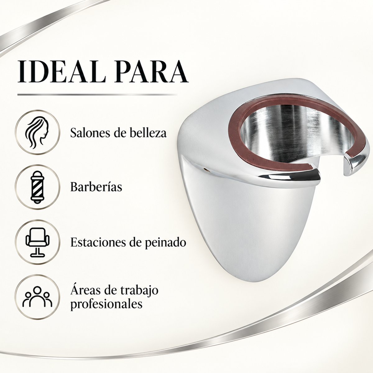 Beauty Style Soporte de Pared Cromado para Secador – 2510005